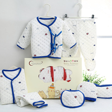 新款新生婴儿保暖内衣服装 纯棉宝宝衣服 婴儿礼盒套装系带