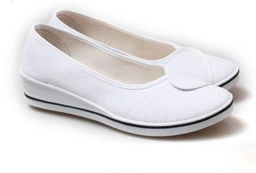 正品白色帆布鞋中坡跟美容师院工作鞋舞蹈鞋女单鞋山东鲁泰护士鞋