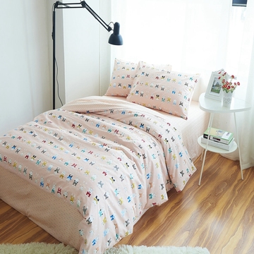 粉色小兔儿童床上用品四件套卡通男女纯棉学生家纺套件1.5 1.8米