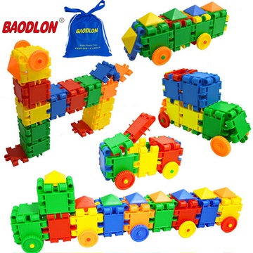 儿童益智拼插积木嘟嘟赛车房子变形大颗粒塑料积木幼儿园智力玩具