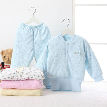 婴儿童幼儿宝宝护肚子保暖内衣家居服两件套装超柔软夹棉外出