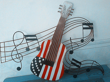 装饰彩绘铁艺小提琴音符墙饰壁挂酒吧软装饰品ktv客厅吉它背景画