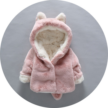 女宝宝冬装外套0-1234岁男婴幼儿童秋冬季毛毛衣加绒厚棉衣外出服