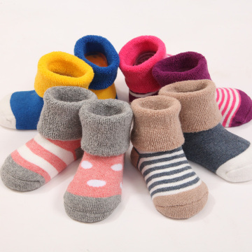 婴儿袜子秋冬毛圈加厚 0-6-12个月宝宝松口男童女童中筒袜子
