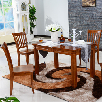 实木餐桌椅组合方形餐台木质餐厅家具简约现代吃饭桌子橡木胡桃色
