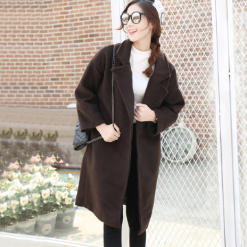2016秋冬新款韩版女式长款宽松加厚斜纹呢子外套女毛呢大衣