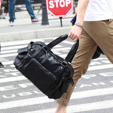 韩戈 男包韩版潮男士手提包新款横款单肩包休闲电脑斜挎包旅行包