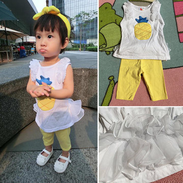 超级妈妈 2015夏季 1-2-3岁女宝宝休闲套装女童短袖套装