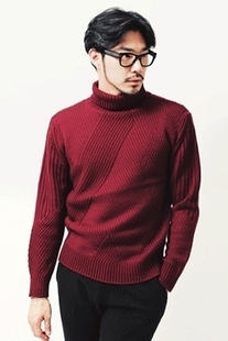 韩国代购正品牌针织衫毛线衣男韩范时尚青少年高领套头复古红色冬