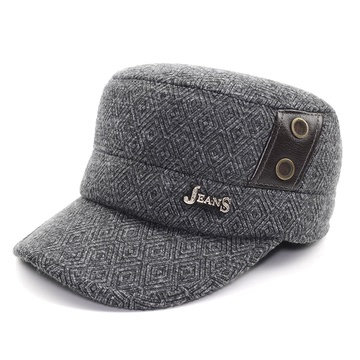 男士中老年帽子冬季户外棒球帽鸭舌帽 休闲运动加厚护耳平顶棉帽