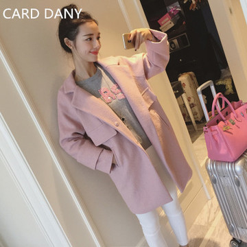 CARD DANY 2015秋冬新款时尚韩版休闲毛衣尼大衣风衣外套.