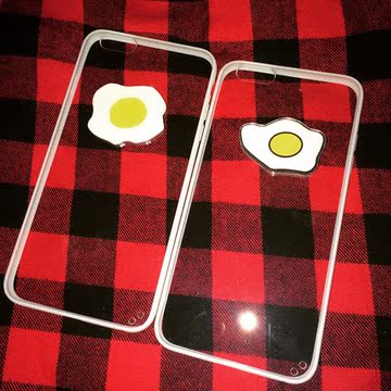 煎蛋情侣保护套iphone5S/6/plus手机壳 苹果创意糖果色外壳 原创