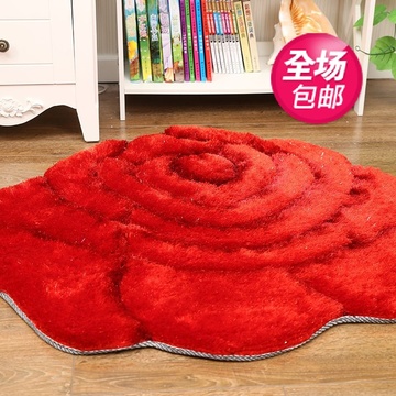 玫瑰花地毯免洗防滑 强力丝家用客厅茶几卧室地毯 可定制地垫