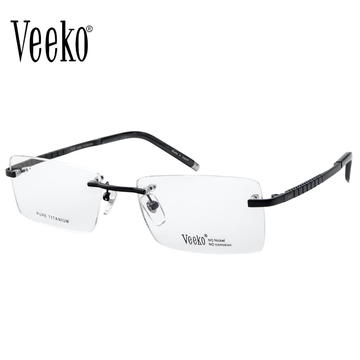 Veeko威高钛架男士近视眼镜框架无框正品近视眼镜架黑色3466