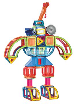 科博磁力片188件机器人儿童益智玩具男女孩百变提拉磁铁拼装积木