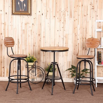美式复古铁艺咖啡厅桌椅实木铁观音茶几阳台户外酒吧桌椅休闲组合