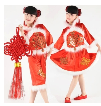 儿童春节中国结秧歌演出服装幼儿红灯笼舞蹈表演服男女唐装民族服