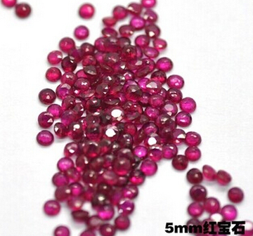 天然无填充的圆形5MM红宝石5毫米红宝石