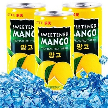 饮料 韩国进口LOTTE 乐天芒果汁 夏季必备饮料180ml*1瓶冷饮