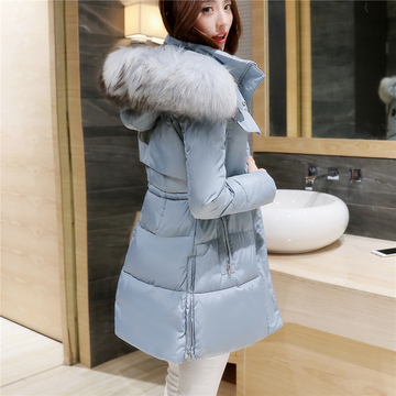 2015冬装新款女装韩国棉衣女中长款修身大毛领收腰显瘦羽绒棉服潮