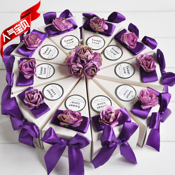 爱情花园 结婚礼糖果盒三角型 蛋糕喜糖盒子 特价 欧式个性定制