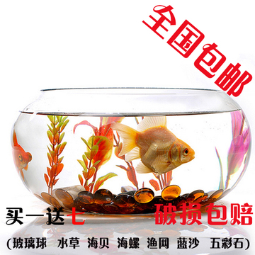 圆形透明玻璃迷你小型金鱼缸乌龟缸大号乌龟缸 小型造景水培花瓶