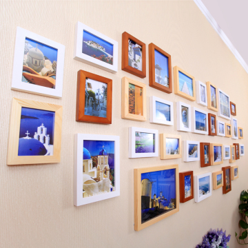 瞬忆36框实木照片墙相框墙欧式大墙面相片墙创意组合客厅卧室