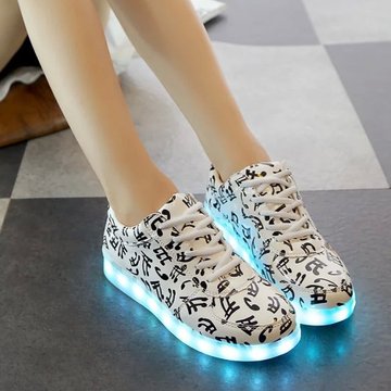 秋冬男女七彩发光鞋LED灯光鞋USB充电情侣夜光荧光鞋低帮休闲板鞋