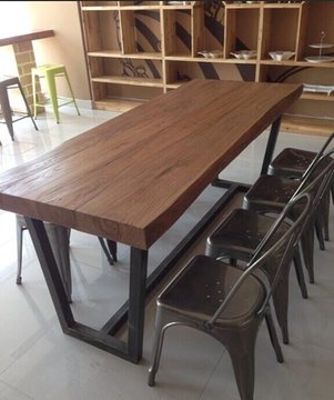 美式复古实木铁艺餐桌椅客厅餐桌酒吧桌办公桌咖啡桌支持定做特价