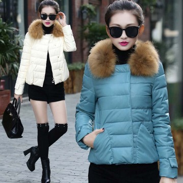 冬季新款棉服女款短款棉衣带貉子毛领加厚时尚皮棉衣羽绒棉服外套