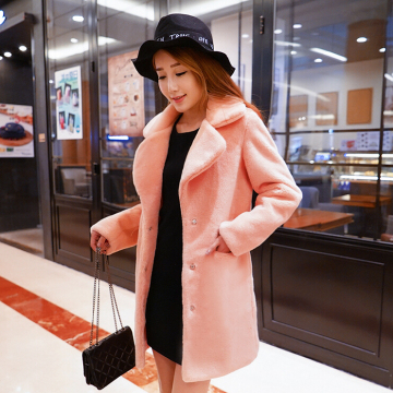 2015秋冬季新款韩版羊羔毛皮毛一体大衣中长款仿皮草外套修身女装