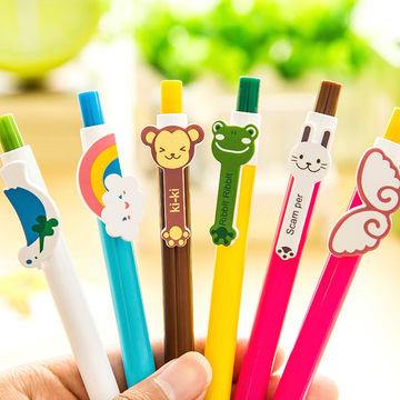 港升 韩文具可爱动物卡通笔彩虹圆珠笔造型笔 学生奖品