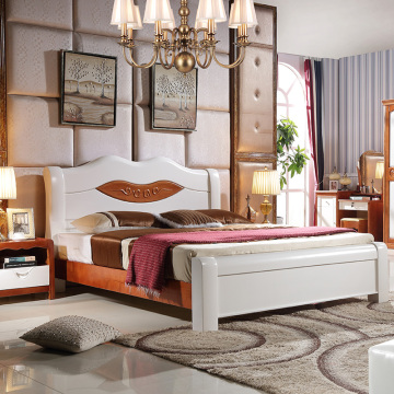 地中海实木床1.8米双人床婚床现代中式高箱储物床 全实木床橡木床