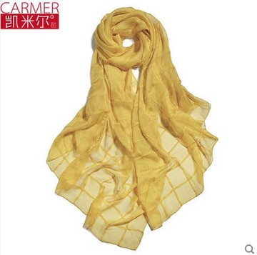 凯米尔·酷 2015春新款长方形中蚕丝装饰女 夏季纯色春秋丝巾围巾