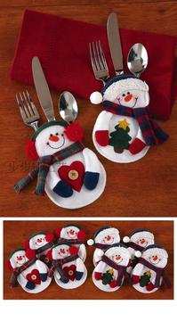 圣诞节礼物 圣诞小雪人刀叉勺子餐具套 创意家居餐具袋礼品