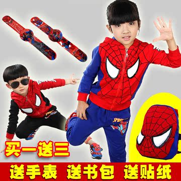 新款蜘蛛侠童装男童秋装套装宝宝运动卫衣两件套男孩奥特曼衣服潮