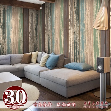 3D复古怀旧木纹大型壁画咖啡餐厅服装店客厅卧室自粘墙纸PVC壁纸