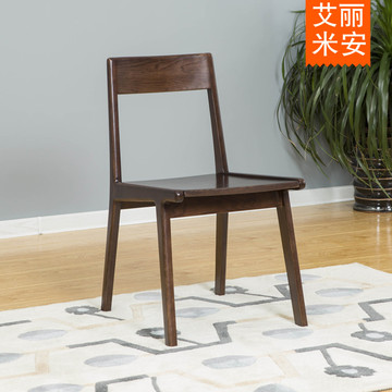 实木餐椅白橡木原木实木椅子木质座面美式简约风格书房椅办公椅