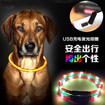 LED发光项圈 1.0mm宠物项圈猫狗脖圈泰迪金毛夜光颈圈USB充电项圈