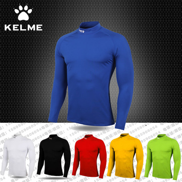KELME/卡尔美男士高领运动长袖紧身衣纯色保暖高弹力足球健身T恤