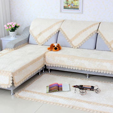 布艺时尚欧式米咖色沙发垫防滑贵妃榻组合沙发垫