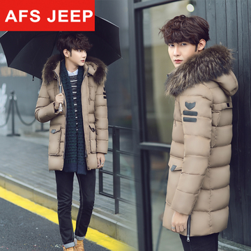 Afs Jeep/战地吉普新款男士羽绒服男中长款加厚修身青年韩版冬装