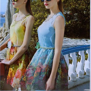 品牌折扣夏女装专柜正品花朵女人短袖连衣裙