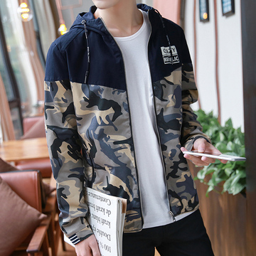 男士外套韩版2016春秋季新款潮流春季青少年学生男装迷彩牛仔夹克