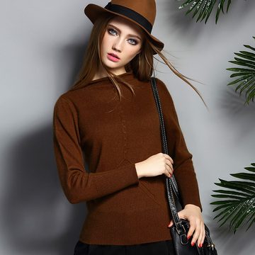 2015秋新款女士羊绒衫羊毛衫短款羊毛半圆领针织衫纯色毛衣
