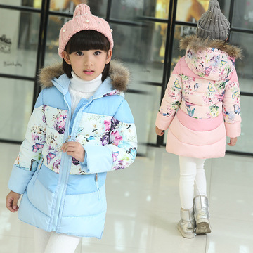 女童装2015新款棉衣中长款加厚韩版中大儿童羽绒棉服公主连帽外套