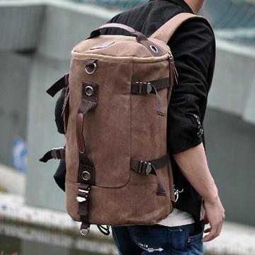 韩版男士双肩包潮学院女中学生书包休闲包旅游包帆布男包旅行背包