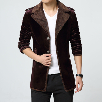 青年韩版加厚棉衣男士中长款修身羊羔毛男款棉服潮外套冬季装2015