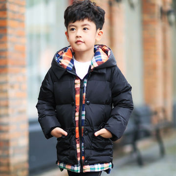 2015新款儿童羽绒服韩版时尚加厚冬装男童连帽中长款儿童羽绒外套