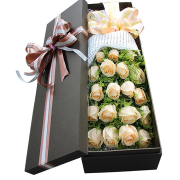 西安鲜花19朵礼盒礼品盒包装西安鲜花店情人节特价预订送花上门